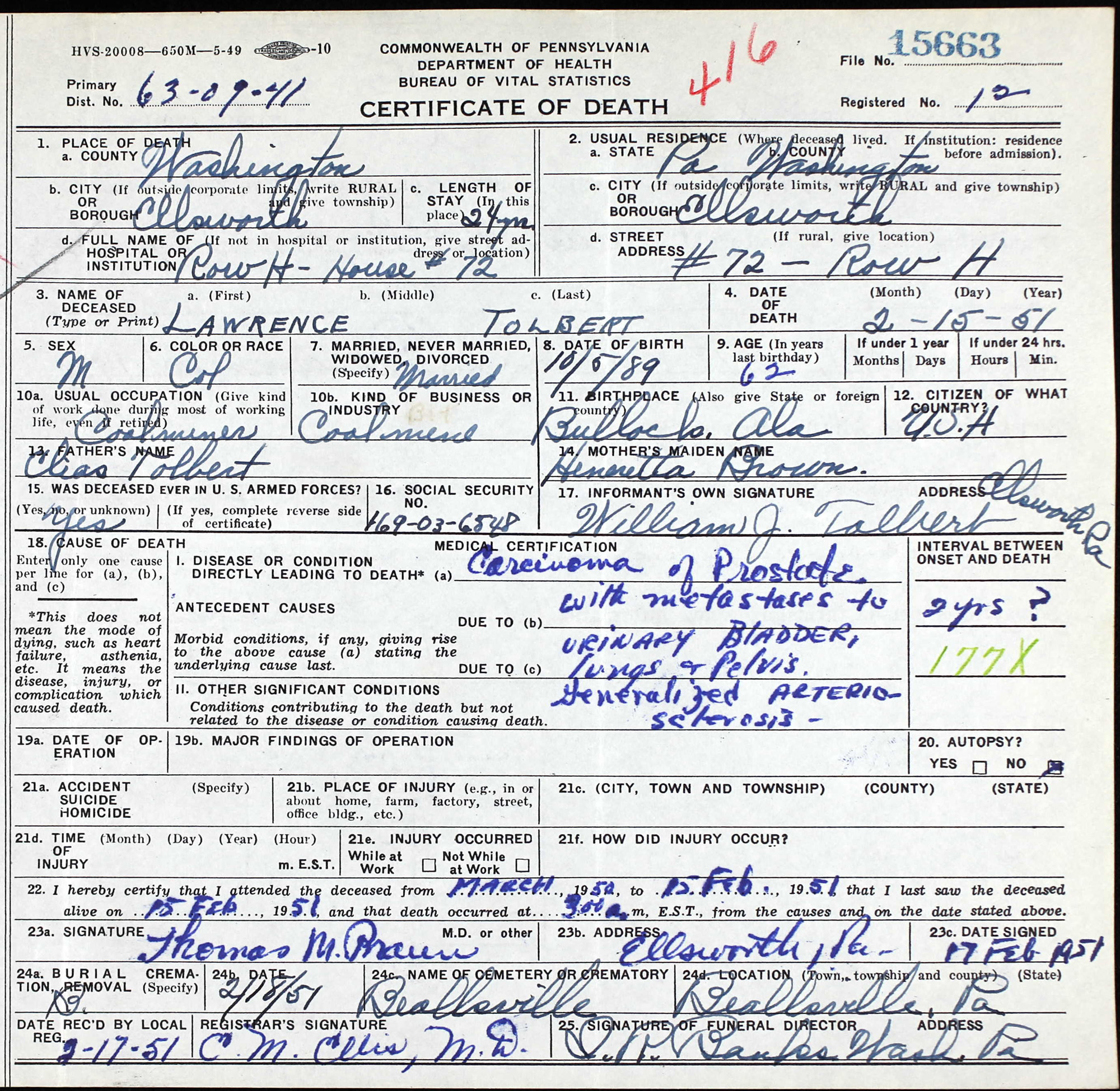 death certificate